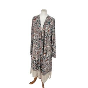 LOGO Lori Goldstein Womens Multicolor Mosaic Leticia Duster Size 1X Artsy Beachy